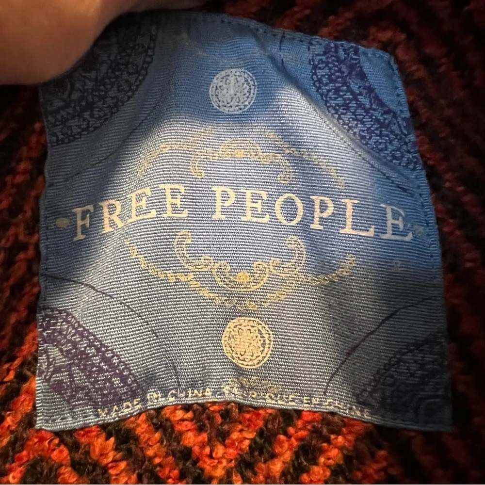 Free People Rust Chevron Tweed Peplum Coat Jacket Size XS - Picture 12 of 13